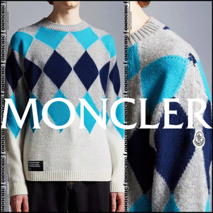 新品■贅沢カシミヤ混/安心の国内正規品【MONCLER GENIUS FRGMT】モンクレールジーニアスフラグメントウールカシミヤアーガイルニットM