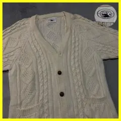 Cardigan フィッシャーマンニット アクリル 人気デザイン アイボリー M