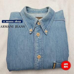 激レア！ ARMANI JEANS アルマーニジーンズ ビンテージデニムボタンダウンシャツ L 良品！