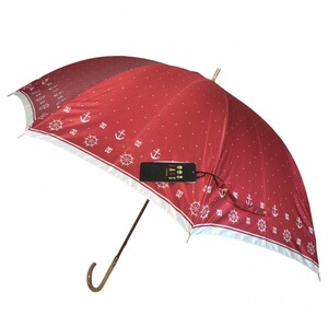 未使用 正規品 DAKS ダックス 雨傘 レッド ドット柄 マリン柄 碇 舵 軽量 親骨60.5cm ムーンバット レディース タグ付き 本物保証 1222-062