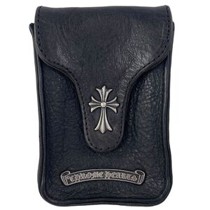 【中古】 CHROME HEARTS クロムハーツ シガレットケース スモールCHクロス レザー タバコ たばこ ホルダー 23047473 RS