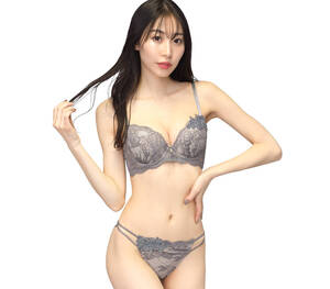 *▼送料無料 新品 C65 グレー レディース ブラジャー ブラ ショーツ 上下 セット 女性 下着 レース 大人 セクシー 110