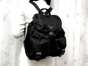 極美品 PRADA プラダ テスート ナイロンリュック リュックサック バッグ ナイロン×レザー 黒 79424Y