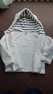 【5ans】PETIT BATEAU 白フリースジャンバー、紺色バスローブ