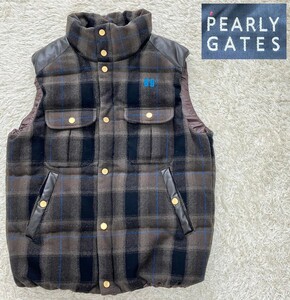 【ダウン90%★】サイズ5(L) 美品 PEARLY GATES チェック柄ダウンベスト◆パーリーゲイツ (9)