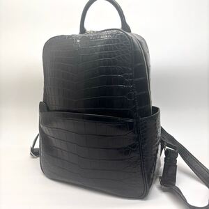 【激レア/未使用保管品】JRA クロコダイル リュック バックパック genuine crocodile エキゾチックレザー ワニ革 黒 シャイニング