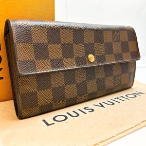 A449【超美品】LOUIS VUITTON ルイヴィトン ダミエ ポルトフォイユ サラ 二つ折り財布 長財布ウォレット N61734/CA0035 カード入れ×6