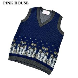 PINK HOUSE ピンクハウス ニットベスト セーター ジレ ネイビー レディース フリーサイズ