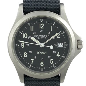 【ジャンク品】ハミルトン HAMILTON カーキ Khaki デイト 黒文字盤 9821C 腕時計 クォーツ 【中古】