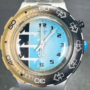 SWATCH スウォッチ SCUBA スクーバ JUNCTION SDM901 腕時計 アナログ クオーツ 3針 ラバーベルト ブラック ラウンド ブルー文字盤