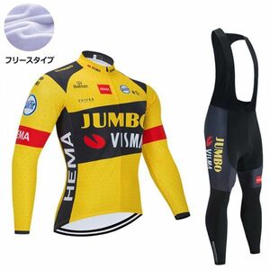 新品 長袖 裏起毛 上下セット No22 XXLサイズ オランダ サイクルジャージ ウェア メンズ サイクリング MTB ロードバイク 自転車 フリース