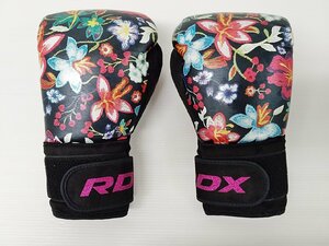 [10B-65-002-1] RDX Sports ボクシンググローブ FL-3 花柄 黒 ブラック 中古