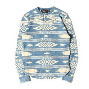 RRL ニット サイズ:XS ネイティブ柄 インターシャ ヘンリーネック インディゴ ニット (L/S HENLEYNECK INTARSIA KNIT INDIGO YARN)