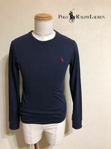 Polo Ralph Lauren ポロ ラルフローレン クルーネック アイコン カスタムフィット Tシャツ カットソー サイズXS 長袖 ネイビー 165/88A