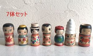 D06◆⑱伝統こけし　まとめて7体セット　8-11㎝　 郷土玩具 民芸品 伝統工芸 日本人形