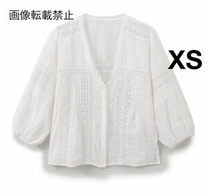 white vintage ヴィンテージ レトロ レース ブラウス トップス XSサイズ レディース★ZARA 好きな方に★2024 A/W 早秋新作 新品未使用★