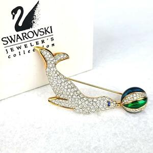 ●極美品☆スワロフスキー SWAROVSKI アクセサリー　ブローチ　アシカ　オットセイ　サーカス　ボール