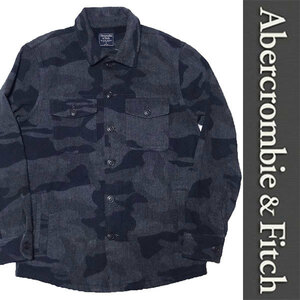 新品 Abercrombie & Fitch SHIRT JACKET アバクロンビー＆フィッチ シャツ ジャケット カモフラ グレー 迷彩 フランネル S 正規品