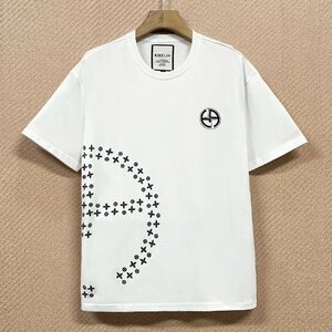 高級ヨーロッパ製※定価2万◆ブルガリア発※RISELIN 半袖Tシャツ 綿100% 薄手 ソフト 個性 ゆったり スウェット お洒落 夏 M/46サイズ