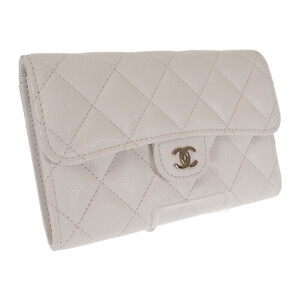 【中古】【Aランク】シャネル CHANEL ミディアムクラシックフラップウォレット AP0232_B33352_10601 二つ折り財布 キャビアスキン ホワイト