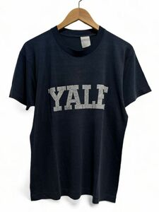 80s DUX イエール YALE Tシャツ Lサイズ 袖シングルステッチ 古着 ビンテージ ネイビー 紺