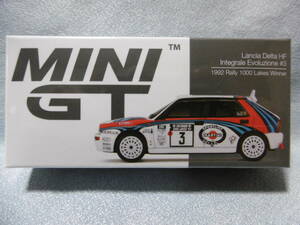 未開封新品 MINI GT 322 Lancia Detta HF Integrate Evoluzione #3 1992 Rally 1000 Lakes Winner
