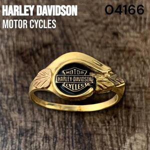 ヴィンテージ ハーレーダビットソン 10K ゴールドリング 16号 中指 薬指 小指 Harley Davidson 指輪 RING