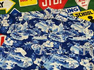 ★有名ブランドの1枚★Made in Hawaii製ハワイ製Kilohanaキロハナビンテージコットンプリントハワイアンシャツ50s50年代アロハシャツ風景柄