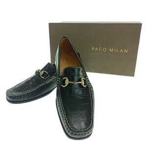 保管品 PACO MILAN パコミラン ローファー 11659 1547 サイズ41 黒 クロコ型押し メンズ ブランド ファッション 革靴 現状 中古