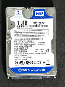  ★ 1TB ★　Western Digital Blue　/　WD10TPVT　稼働少　2.5インチ内蔵HDD/12.5mm厚/SATA　WD Scorpio Blue [管理■24B]