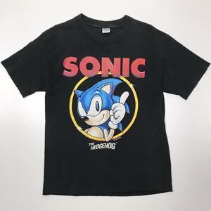 90s Tシャツ 黒 ブラック　SONIC THE HEDGHOG ソニックSEGA 米国製 USA シングルステッチ L SPORTS STUF