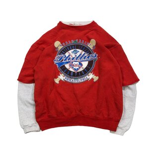 【XL】USA 古着 90s USA製 CONPETITOR Phillies リメイク トレーナー トレーナー クルーネック レッド