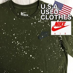 ★状態良好★国内未発売★USA直輸入★【NIKE ナイキ】ハザードスペックル 半袖 Tシャツ[メンズ M]カーキ ペイント ペンキ AIR レア品 K-903