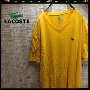 LACOSTE ラコステ Vネック Ｔシャツ 黄系 半袖 古着 6 イエロー メンズ レディース おしゃれ ゆるだぼ 9399