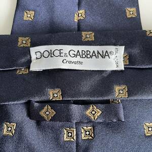 Dolce & Gabbana(ドルチェ&ガッバーナ)ドルガバ 紺四角柄ドットネクタイ