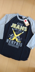 SALE!送料込★ステュディオ・ダ・ルチザン　9981B ラグラン七分袖Ｔシャツ　MEMPHIS ブラック×杢グレー　M