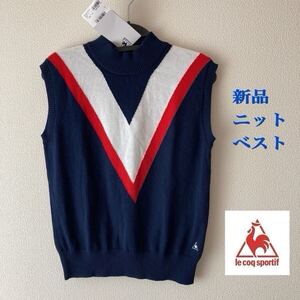 【M】新品定価16500円/lecoqsportif/ルコックスポティッフゴルフ/ルコックゴルフ/レディース/ニットベスト/ゴルフベスト/ネイビー/紺