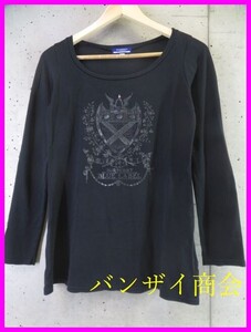 【送料300円可】8211b1◆良品です◆日本製◆BURBERRY BLUELABEL バーバリー ブルーレーベル 長袖カットソー Tシャツ 38/ロンT/ワンピース