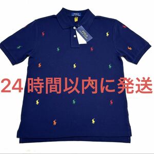 タグ付き新品未使用☆ポロ ラルフローレン マルチポニー ポロシャツ ネイビー カラフル ボーイズL☆POLO RALPH LAUREN