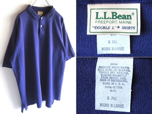希少色 80s-90sビンテージ USA製 L.L.BEAN エルエルビーン DOUBLE L ダブルエル 鹿の子 ポロシャツ XL パープル 紫 ナス紺 大きいサイズ