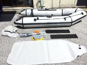 大型ゴムボート パワーボート スラットフロア 全長3m フルセット　排水設備　3気室　空気漏れなし　現状