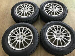 スタッドレス DUNLOP WM02 22年製 195/65R15 アルミホイールセット 4本 中古 ノア VOXY 