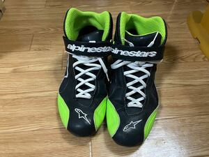 アルパインスターズAlpinestars Black/Green Sやize-8 Tech 1-K Karting Shoes