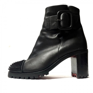 クリスチャンルブタン CHRISTIAN LOUBOUTIN ショートブーツ 36 1/2 - レザー 黒 レディース スタッズ 靴