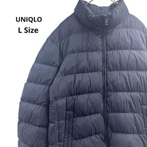 UNIQLO ダウンジャケット 無地 紺色 メンズLc7