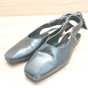 ◇ AMERI アメリ BACK RIBBON FLAT SHOES スクエアトゥ パンプス サイズM ブラック レディース E