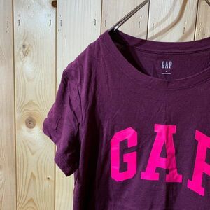 【KY229】GAP 半袖Tシャツ ワインレッド レディース M ポス