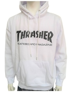 メンズ レディース THRASHER01 フーディーパーカー プルオーバー ホワイト XXL カジュアルストリート y2k スウェットアウター インポート