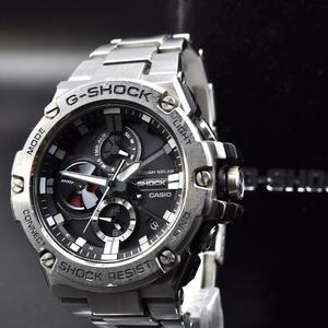 CASIO カシオ G-STEEL Gスチール G-SHOCK ジーショック GST-B100D-1AJF ソーラー シルバー ブラック メンズ 腕時計 箱付き w-9051