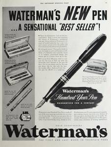 稀少・広告！1940年ウォーターマン万年筆広告/Waterman`s Pen/文房具/P